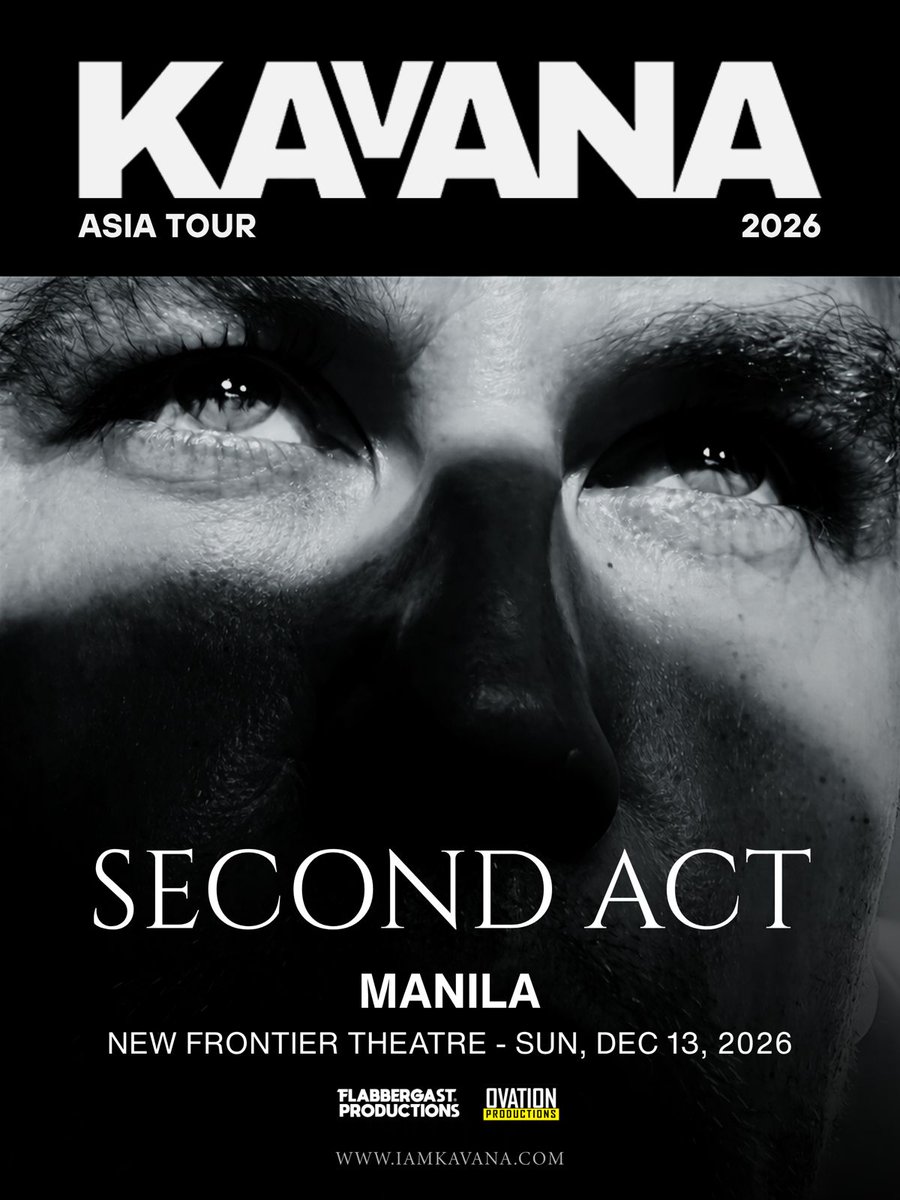 ovationprod's tweet photo. Mabuhay, Manila! 🇵🇭✨ Kavana is finally coming back!
From Special Kind of Something and Will You Wait for Me to I Can Make You Feel Good, his unforgettable hits have remained close to our hearts through the years.

Now, get ready to sing along and relive the nostalgia as Kavana brings his first-ever full concert to the Philippines as part of the KAVANA – SECOND ACT ASIA TOUR 2026.

📍 New Frontier Theater, Manila
📅 Sunday, 13 December 2026

Manila, save the date, we can't wait to make new memories with you!

Ticket details and show benefits will be announced soon!

Stay tuned. 🎶

#Kavana #KavanaAsiaTour2026 #KavanaManila #SecondAct #FlabbergastProductions