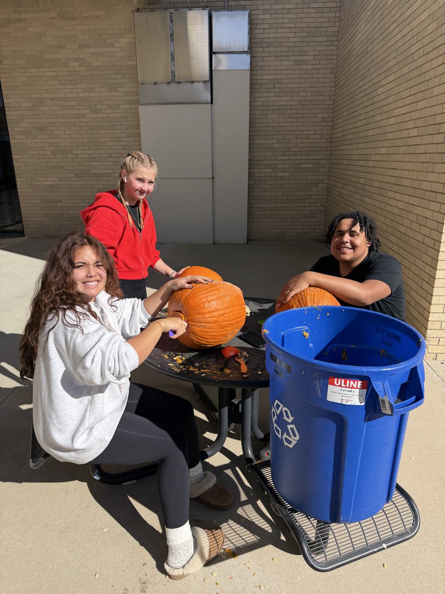 CCHS165's tweet photo. 75 students from seven different clubs came together after school today to carve 150 pumpkins 🎃 for the Carbondale Glow Walk. The Terriers had the large amount of pumpkins carved in less than an hour! #terrierpride https://t.co/UoSSV0XwlZ