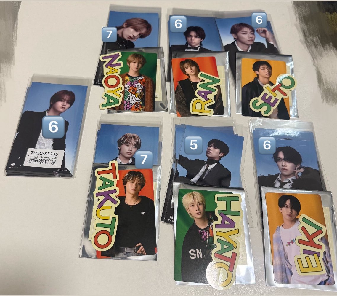 nm2mv's tweet photo. MAZZEL Touch ICカードステッカー 未使用シリアル 特典 フォトカ 交換 

【譲】KAIRYU、NAOYA、RAN、SEITO、TAKUTO、HAYATO、EIKI

【求】未使用シリアル、買取、RYUKI

手渡し10/22、11/3、他ファンミ日相談🉑
都内手渡し🉑
お心当たりのある方はリプまたはDMまでお願いいたします。

 #MAZZEL交換 https://t.co/KLD7ogKM4e
