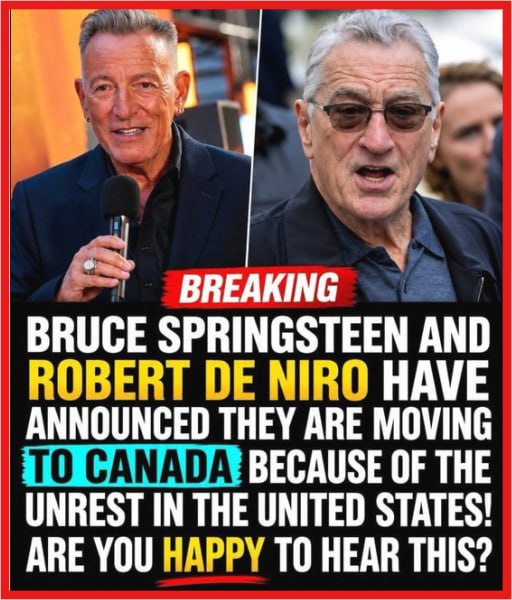 ElephantSignal's tweet photo. 🚨 BREAKING? BRUCE SPRINGSTEEN &amp; ROBERT DE NIRO REPORTEDLY LEAVING AMERICA FOR CANADA?!

DO YOU THINK CELEBRITIES SHOULD LEAVE THE COUNTRY OVER POLITICAL DISAGREEMENTS? YES OR NO? https://t.co/6nlswxqzmd