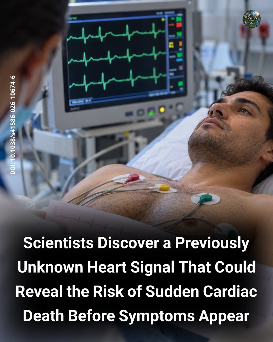 ScienceIsNew's tweet photo. Sudden cardiac death claims hundreds of thousands of lives every year, often striking people who feel completely healthy. Unlike a typical heart attack caused by blocked blood flow, sudden cardiac arrest happens when the heart's electrical system unexpectedly malfunctions. While implanted defibrillators can easily save lives, doctors have long struggled to predict who actually needs one. Standard screening tests measure how well the heart pumps blood, an approach that unfortunately misses the vast majority of people who eventually suffer a fatal cardiac arrest.

​In a new Nature study, researchers Ziad Obermeyer, Alexander Schubert, James Ross, Sendhil Mullainathan, and Markus Lingman used artificial intelligence to solve this medical blind spot. By linking a massive Swedish database of routine electrocardiogram recordings directly to death certificates, their deep learning model learned to spot hidden electrical warning signs on its own. Remarkably, the algorithm identified high-risk patients across Sweden, the United States, and Taiwan, catching over 86 percent of vulnerable individuals who had been completely overlooked by standard heart tests.

​Even more exciting, the scientists translated the computer's findings into a clear visual signal that doctors can actually see with the naked eye. In high-risk patients, a specific part of the ECG tracing loses its normal sharp downward dip and instead shows a slow, slurred wave. The team traced this unusual pattern back to microscopic scarring inside the heart muscle that quietly delays electrical signals at the end of each heartbeat. Because standard ECGs are cheap, painless, and performed millions of times every day, spotting this hidden warning sign during routine checkups could help doctors protect vulnerable patients long before their heart suddenly stops.

Article: Obermeyer, Z., Schubert, A., Ross, J., Mullainathan, S. & Lingman, M. An ECG biomarker for sudden cardiac death discovered with deep learning. Nature 655, 210–218 (2026). DOI: 10.1038/s41586-026-10674-6