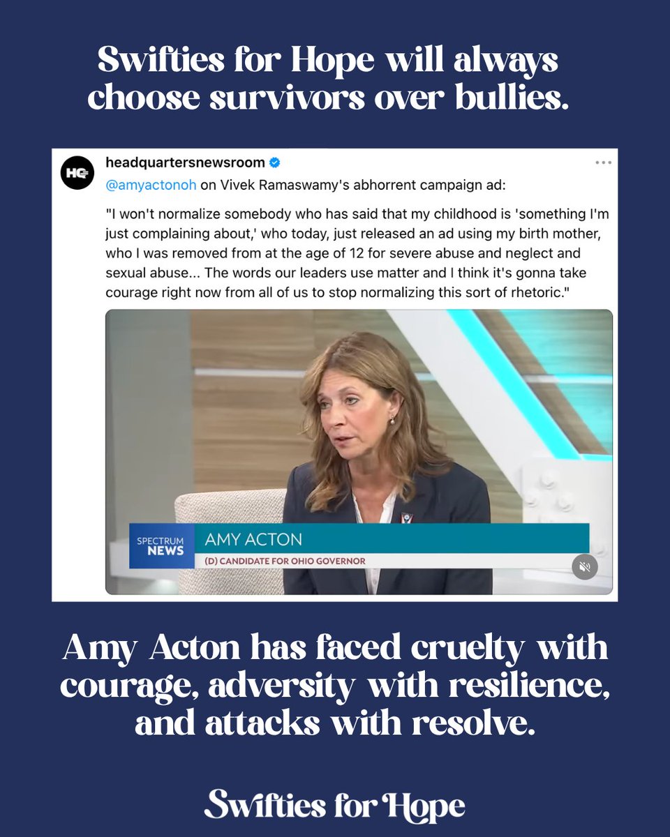 Swifties4Hope's tweet photo. We stand with Amy Acton. 

Vivek Ramaswamy should be ashamed of himself. 

Ohio, vote @amyactonoh for Governor November 3. 🗳️ https://t.co/xfDzDkTGAY
