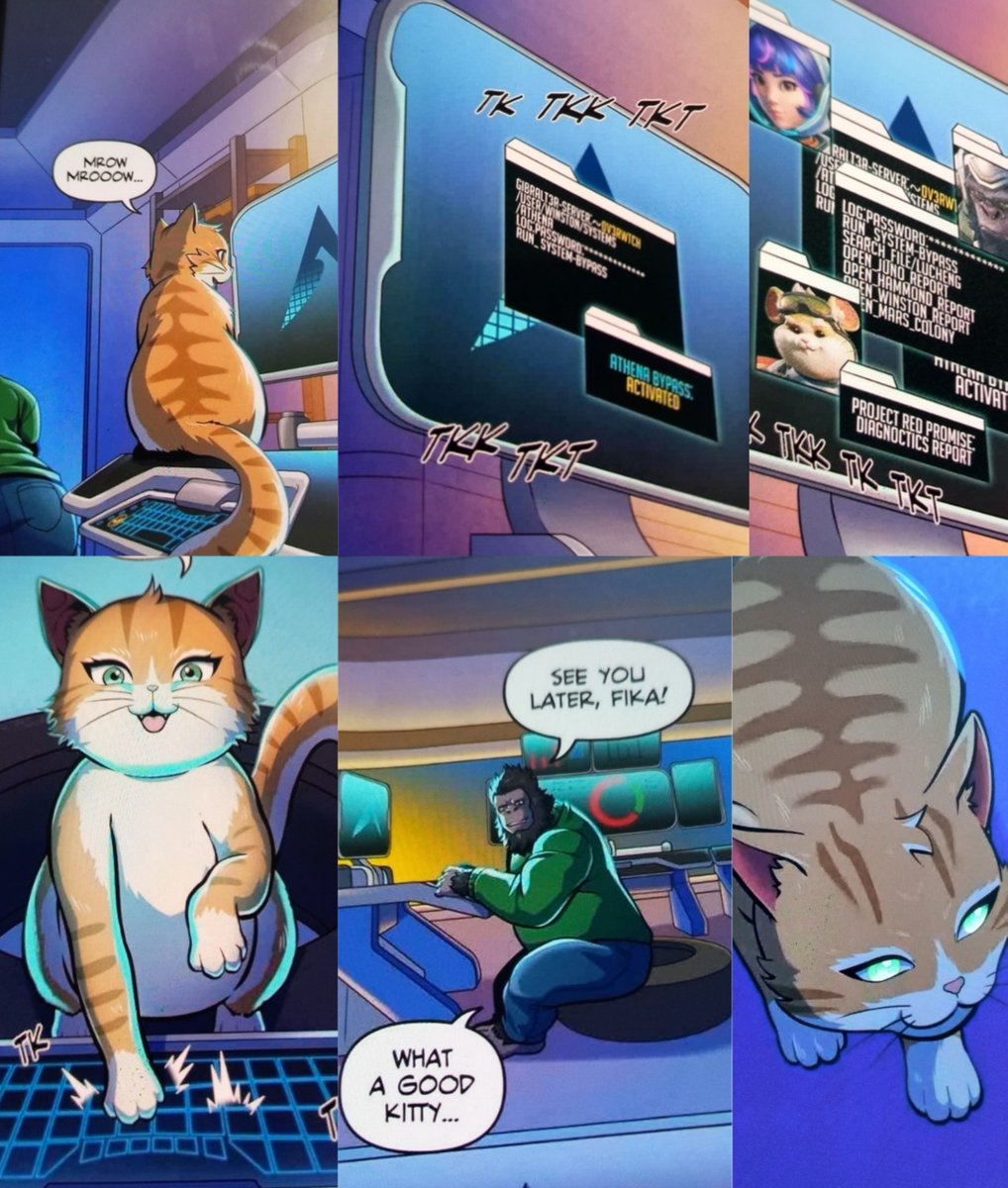 portaloverwatch's tweet photo. Agente duplo? Fika (Jetpack Cat) no penúltimo capítulo de Overwatch: Undivided acessa os arquivos de alguns heróis ao ficar sozinha.

O capítulo termina com Winston voltando enquanto a gatinha deixa o local. 👀👀

#Overwatch #Overwatch2 https://t.co/QzHB1OF8p6
