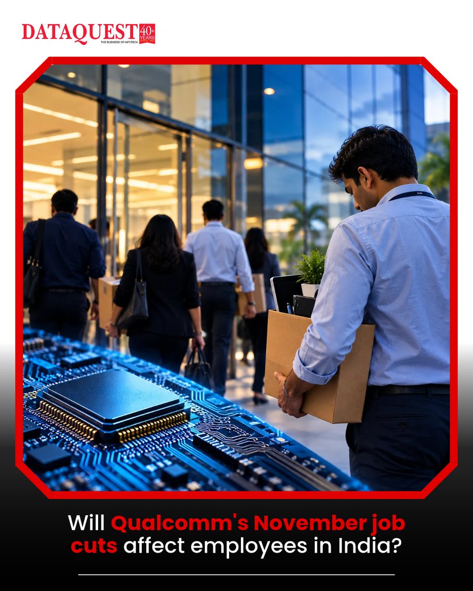 dataquestindia's tweet photo. Qualcomm Plans Workforce Cuts

Qualcomm is reportedly preparing job cuts following its annual employee review cycle, with notifications expected in November. The company has not disclosed how many roles will be affected 

Read More: https://t.co/3uUu0loC61

#Dataquest #Qualcomm https://t.co/EJbXjyI10W