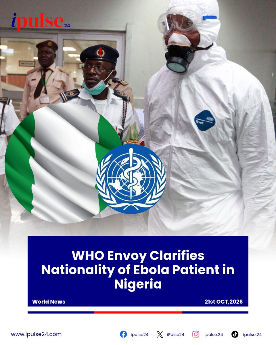 iPulse24's tweet photo. WHO envoy has provided official clarification regarding the nationality of the Ebola patient reported in Nigeria.   Get the full breakdown: https://t.co/YXISQbu8sX   #WorldNews #WHO #EbolaUpdate #PublicHealth #iPulse24 https://t.co/sQG5MZuGtq