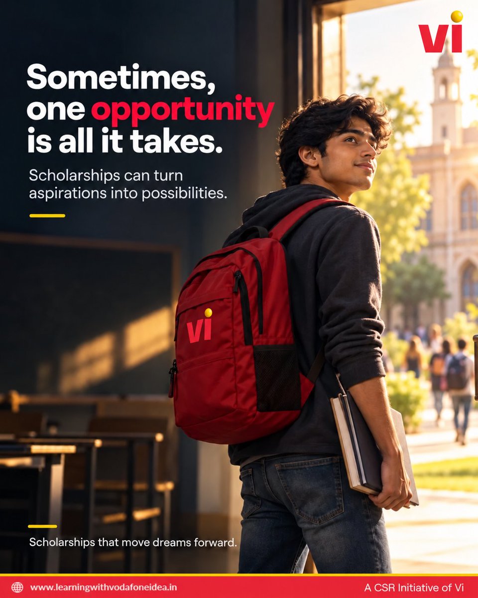 LearningwithVF's tweet photo. Scholarships help bridge this gap, allowing students to focus on their ambitions.

Through Learning with Vodafone Idea, we believe in making educational opportunities more accessible to deserving students.

Explore scholarships- https://t.co/b6HQUjdg35

#LearningWithVodafoneIdea https://t.co/6g0wiSXtJb