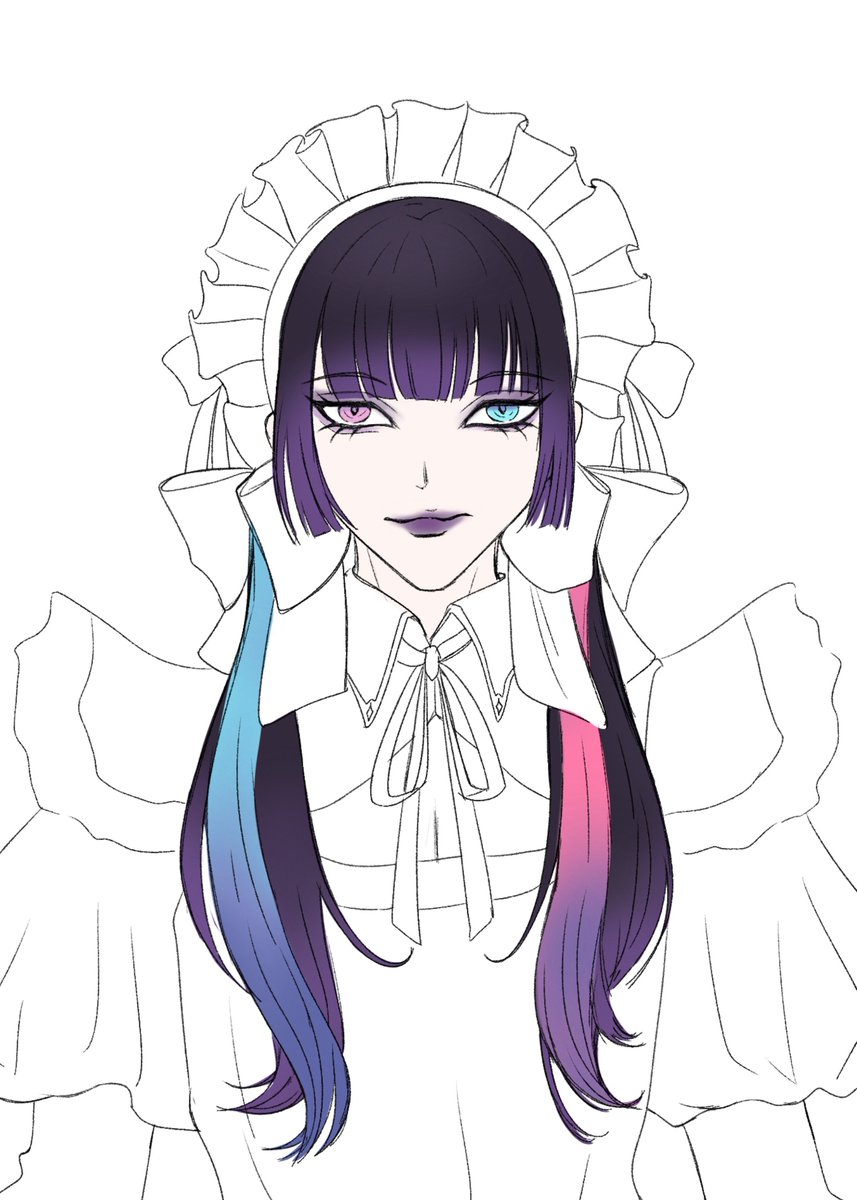 mijubread's tweet photo. i don't even have a prediction for the maid outfit (except for the chest window ehe). i just want betsy to have long dark hair and dark makeup 🙏 https://t.co/xtqN6Xqbae