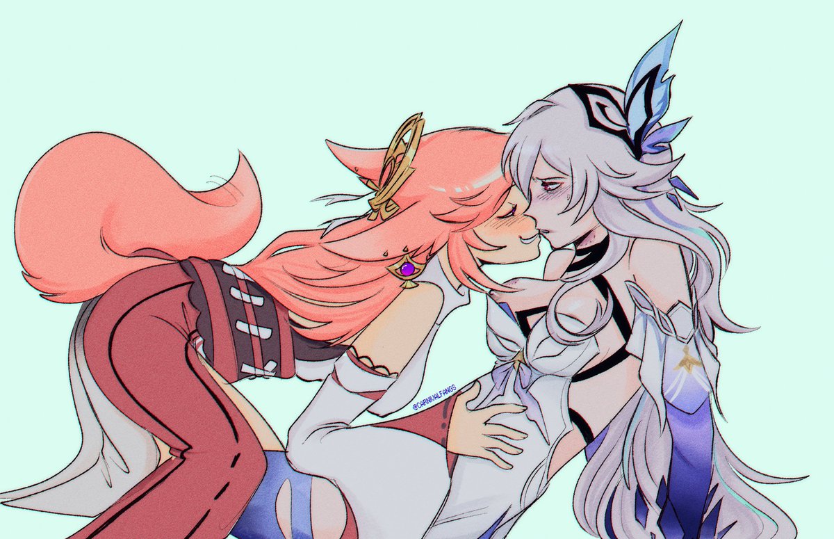 carnivalfangs's tweet photo. fundraiser yuri (1/?): Skirk x Yae Miko
Idk what theyre called....

#原神 #genshinimpact #YaeMiko #Skirk https://t.co/EgRHJqQ8WS