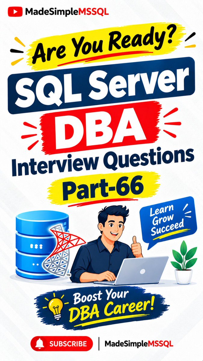 gsumita23's tweet photo. 💡Looking for easy-to-understand SQL Server  interview questions &amp; the latest best practices? 

Subscribe to our channel:-MadeSimpleMSSQL

YouTube-> @MadeSimpleMSSQL

Visit at https://t.co/u7Ri22GKG1

#TSQL #TransactSQL #SQLQueries #DBA #SQL #diy #madesimplemssql #sql #data #uk https://t.co/Ycj6KI1ibD