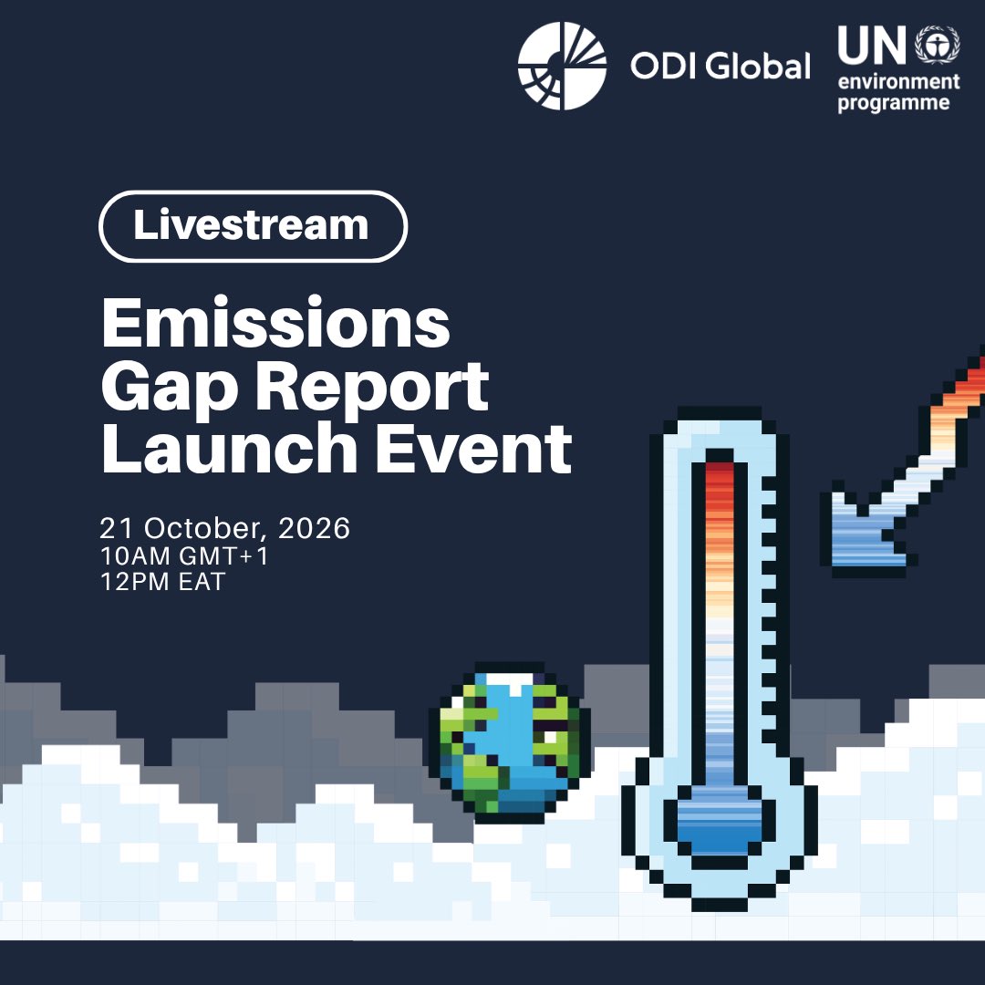 UNEP's tweet photo. The 2026 #EmissionsGap Report launches today. 

Where are global emissions heading, and what will it take to change course?

Join UNEP and @ODI_Global as we unpack the latest findings and the action needed to close the gap.

Watch live: https://t.co/ODI1rhovps https://t.co/ELhKV2FZKl