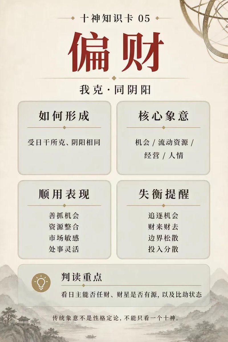 sangfeng11's tweet photo. 十神知識卡5:偏財
#馬來西亞 #新加坡 #道家文化  #傳承中華文化#命理 #紫微鬥數 #八字 #人生密碼 #東方智慧 #FengShui #ChineseName #Numerology#玄學#fengshui#風水#傳統文化#易經 https://t.co/K2qExQlKH2