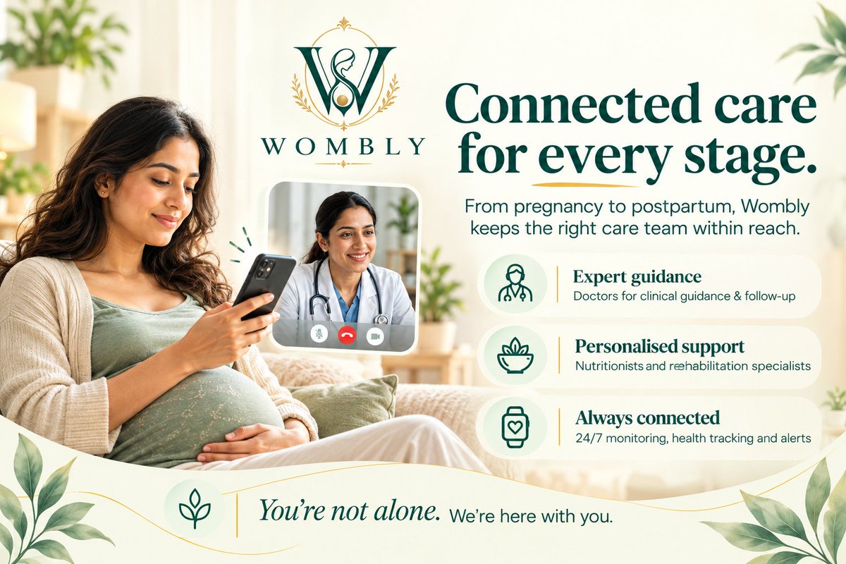 womblycare's tweet photo. Questions don’t wait for appointments. Your care shouldn’t either. 🤍

From medical guidance to nutrition, rehabilitation &amp; 24/7 monitoring, Wombly keeps care connected when you need it.

Connected care. At every stage. 🌿

#Wombly #WomensHealth #ConnectedCare https://t.co/F11guZcDL8