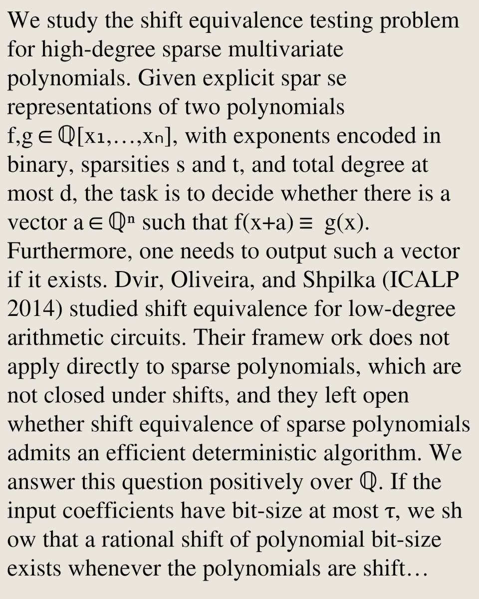AlgorithmPapers's tweet photo. Deterministic Shift Equivalence Testing for Sparse Polynomials

Markus Bläser, Pranjal Dutta, Sagnik Dutta, Gorav Jindal
https://t.co/OELe9EVhqn [𝚌𝚜.𝙳𝚂 𝚌𝚜.𝙲𝙲] https://t.co/yYCBQr8BI2