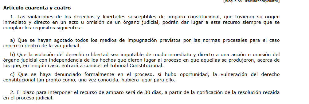 ParaMicroBio's tweet photo. No pueden entrar a valorar nada hasta no acabar la vía ordinaria, así lo dice el artículo 44.1.a) de la Ley Orgánica del Tribunal Constitucional. https://t.co/vuI30o9nkm