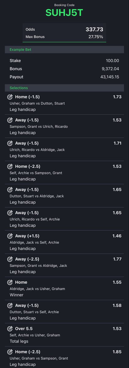 Akinztipz's tweet photo. DARTS 🎯 
337 Odds- SUHJ5T
261 Odds- QL0XVY
80 Odds- K407VS https://t.co/dDJqC7U6Sg