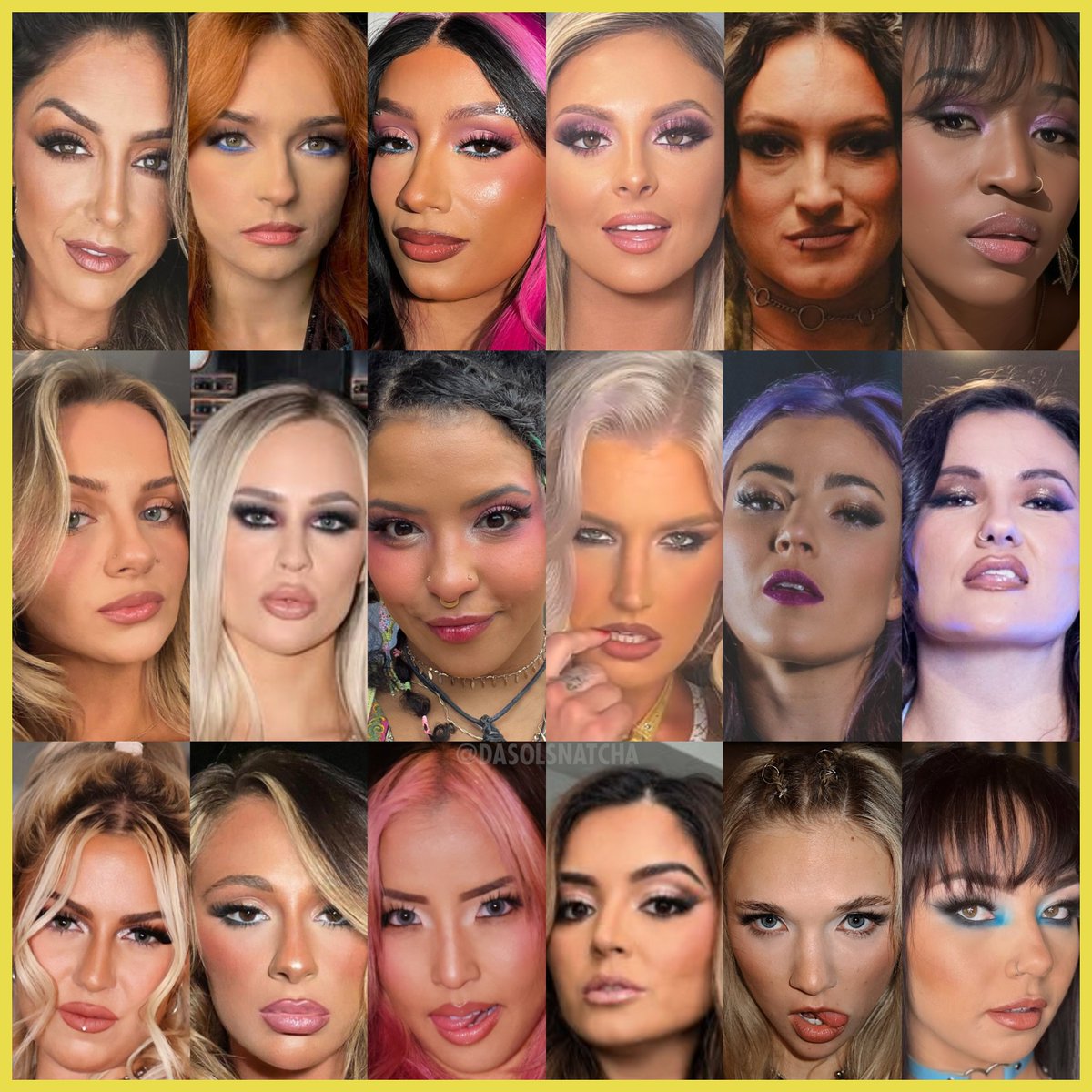 DaSolSnatcha's tweet photo. I haven't done a poll in a while. Inspired by my last post time for a face porn-off 

WWE vs AEW vote below which you think has the best face porn 😍🥵

Let me know which are your favorites from each company 🔥 https://t.co/CsY4fY3Dqu