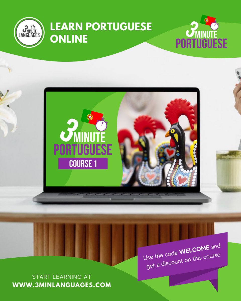 3MLanguages's tweet photo. Olá 🙂🇵🇹
 I made my course “3 Minute Portuguese” to help complete beginners start speaking Portuguese with ease.
 Start here 👉 https://t.co/loc0lC8HjC

You can find my complete catalogue of Portuguese courses here: https://t.co/OqkdEn4lb0 

#learnPortuguese #Portugueselessons https://t.co/bTNETsKgJL