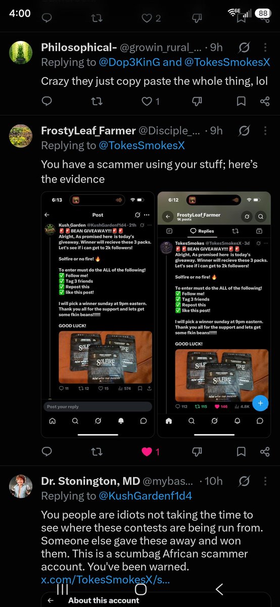 TokesSmokesX's tweet photo. This is not real. This was my giveaway that kush garden dude is a fkin scammer so block the post and report. Please dont get scammed by this shit bag. 

Much love growmies be safe https://t.co/93itEab8ME