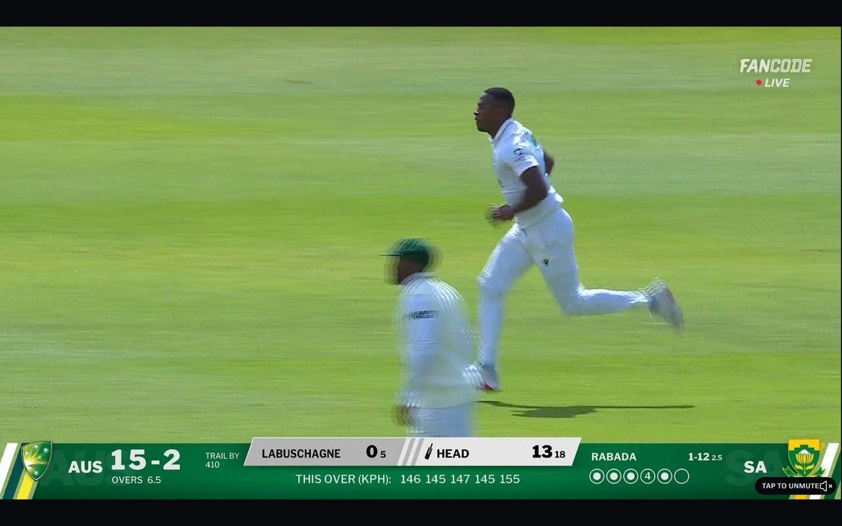 CricCrazyJohns's tweet photo. KAGISO RABADA BOWLED 155 KPH 🥶

- He is breathing fire, South Africa on charge vs Australia. https://t.co/AKhkVevdhe