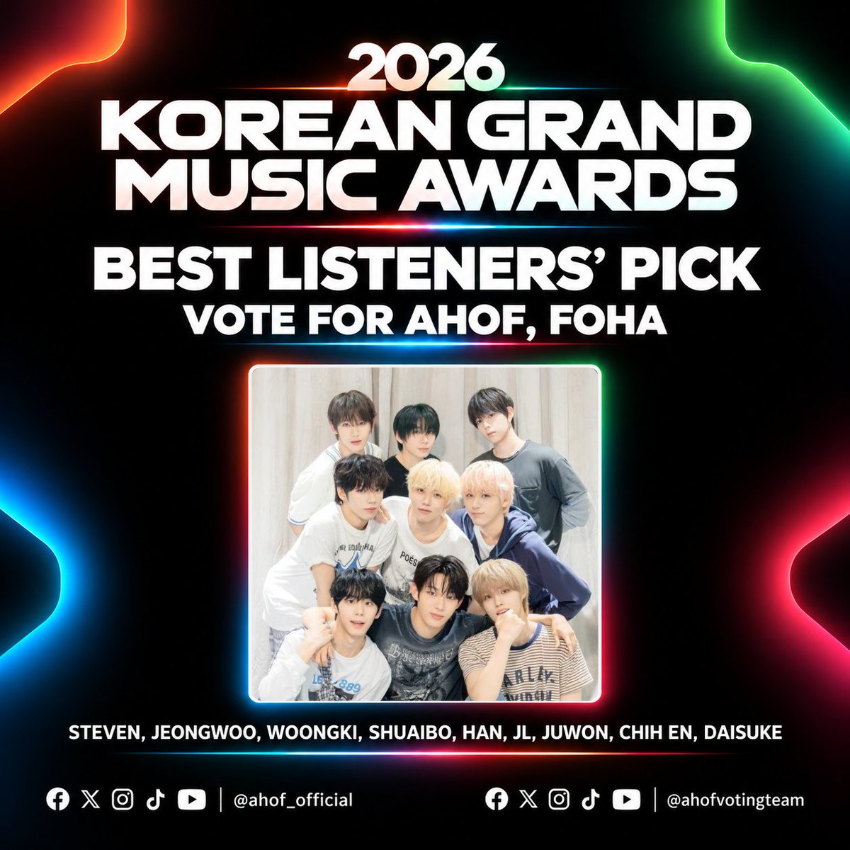 AHOFVOTINGTEAM's tweet photo. [🗳️] 2026 KGMA:  BEST LISTENERS' PICK 🏆

🚨 3 DAYS LEFT, FOHA! 💙🔥

Let's keep supporting AHOF's "RUN TO YOU" in the FINAL ROUND on COOGOONG!

📱 App: COOGOONG
📅 Voting Ends: October 24, 2026
⏰ 11:59 PM KST

💛 Collect Yellow Hearts daily
💙 Collect Blue Hearts daily
💎 Save Hearts for Mass Voting
🗳️ You may also vote now if you prefer!

#AHOF #아홉 #KGMA2026
@AHOF_official