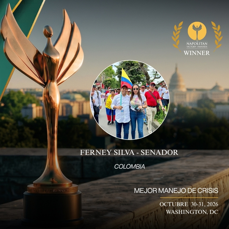 TheNapolitans's tweet photo. 🏆 Ganadores #Napolitans 2026 🏆

🥇 Mejor Manejo de Crisis: Ferney Silva – Senador
🥇 Mejor Eslógan Político: O son ellos, o somos el pueblo

@ferneysilvaid | @Casanovancizar 

¡Felicidades!
Gala de premiación el 30 y 31 de Octubre en Washington, D.C.
https://t.co/J46fcEuAaT https://t.co/JKQw8IwWnI