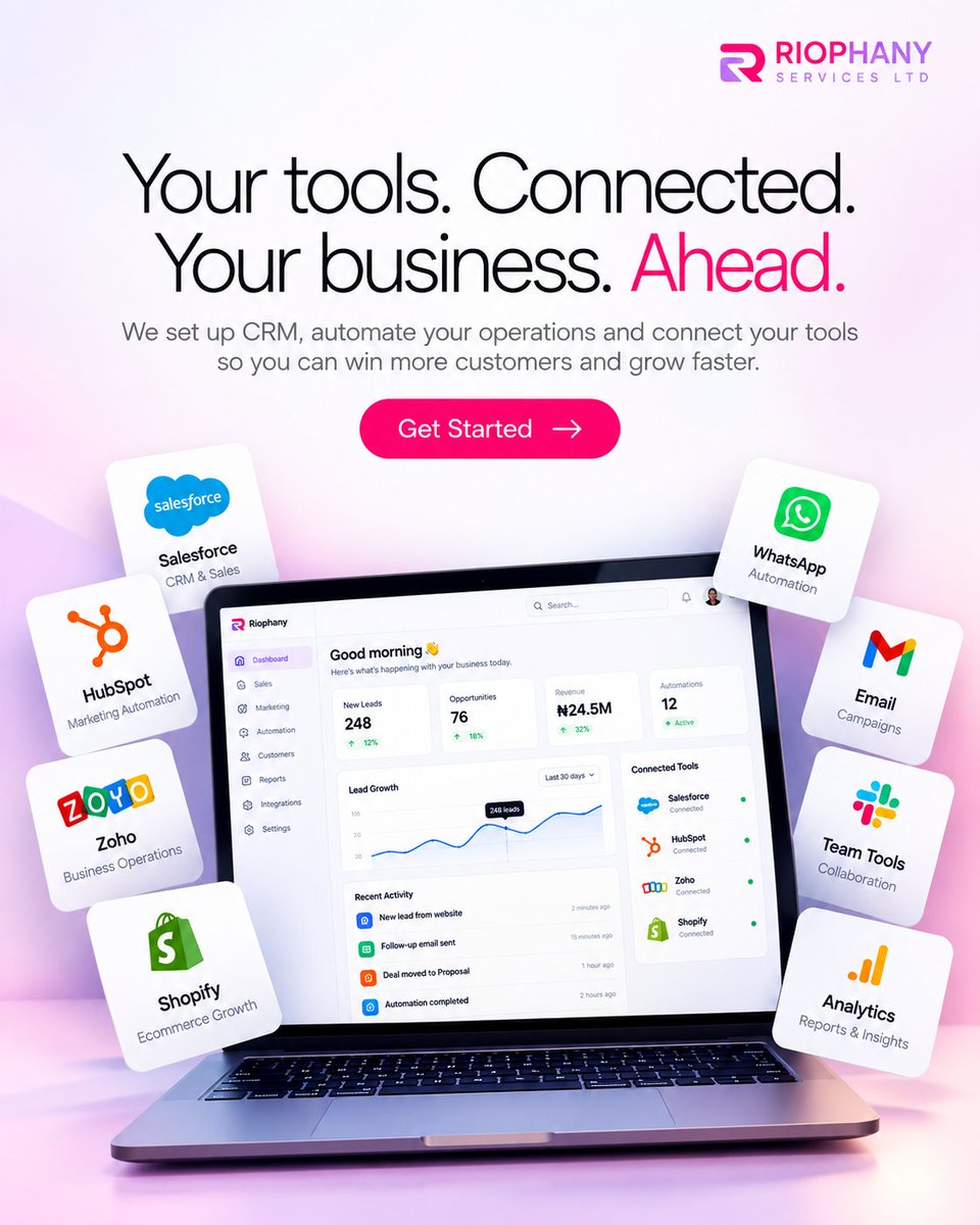 riophany's tweet photo. Your tools shouldn’t work in isolation.

We help businesses connect CRM, marketing, sales, communication and analytics tools so information flows where it needs to go.

Better connected. Better equipped to grow.

#Riophany #SystemIntegration https://t.co/QhjS1o1R8k