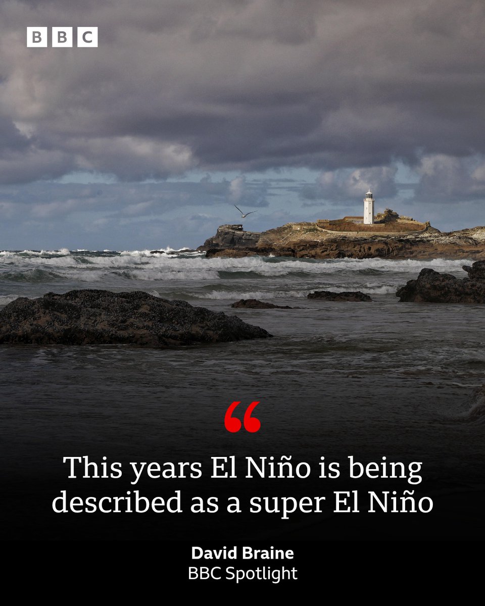 BBCCornwall's tweet photo. 🌦️ Could a Super El Niño have an impact on Cornwall's weather?

BBC Spotlight's David Braine takes a closer look at what it could mean, from rainfall and storms to temperatures in the months ahead

Listen here: https://t.co/y3EOBwOAhf

📸 Photo: BBC Weather Watcher GeorgieB https://t.co/n7PNMgtdnL