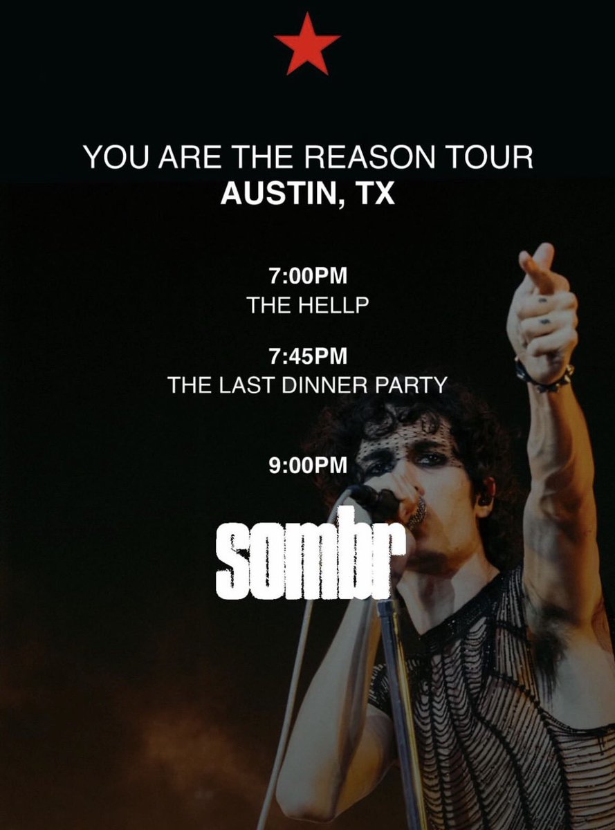 sombrupdated's tweet photo. Sombr se presentó esta noche en Austin, Texas, con The Hellp y The Last Dinner Party como teloneros. https://t.co/vZoztZpkxm