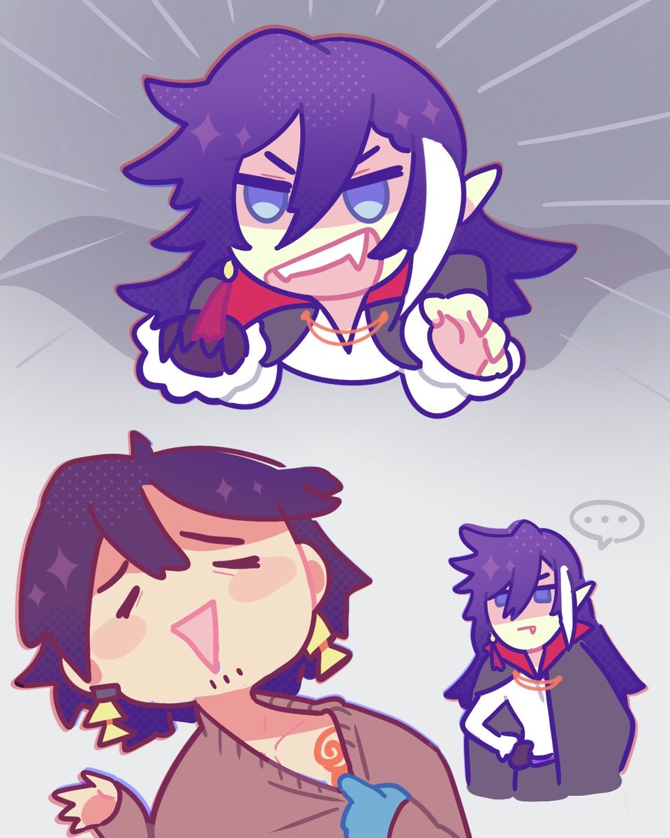 Raienn_k's tweet photo. Oh nooooo don’t bite pls haha nooooo 🧛#JosuijiArt #PIHAKKASSO https://t.co/evn8jTx6pI