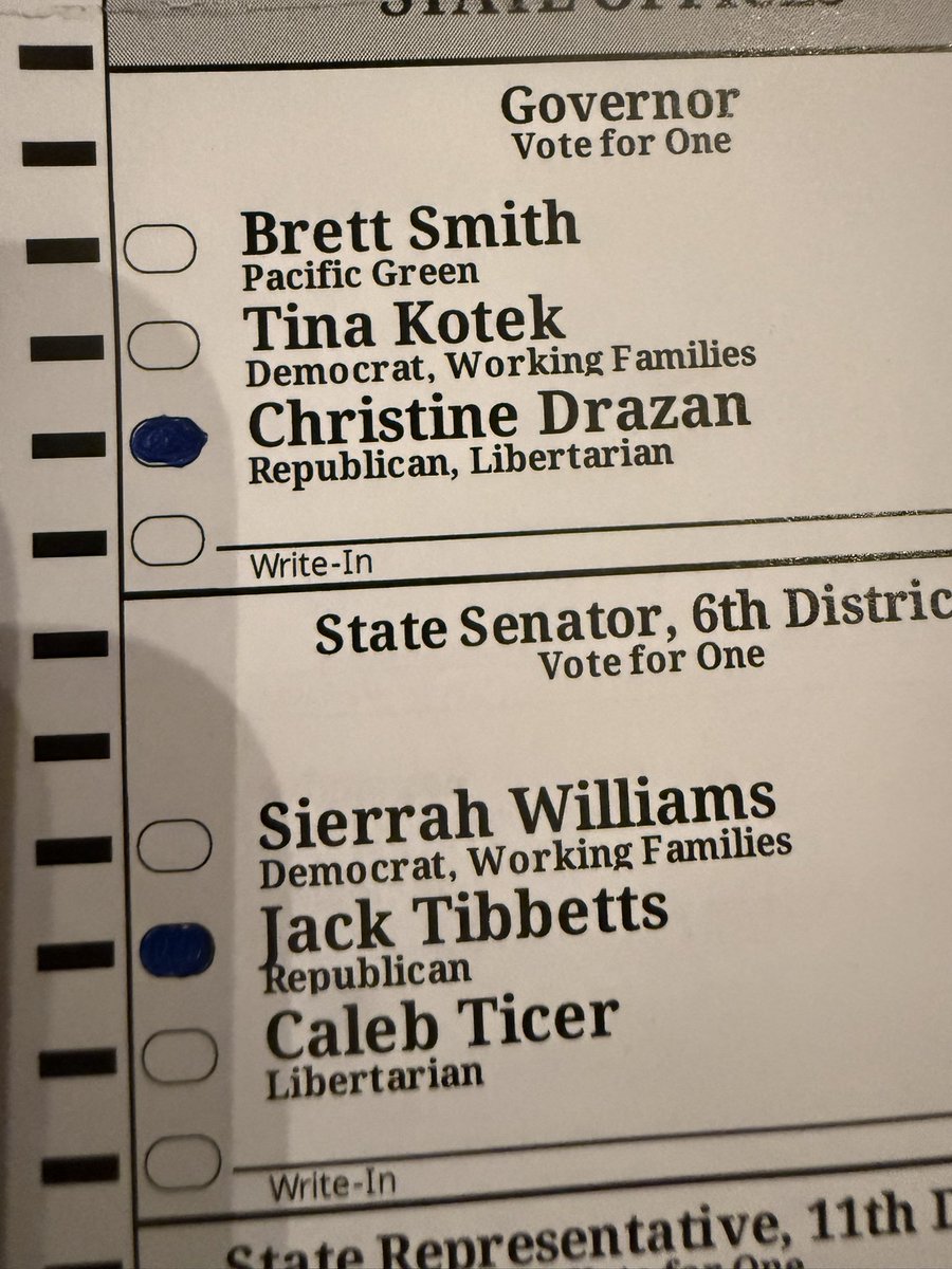 CoClarified's tweet photo. Filling out my ballot for @ChristineDrazan with the sliver of hope that this time will be different. 

VOTE!! https://t.co/0BKD4O24hJ