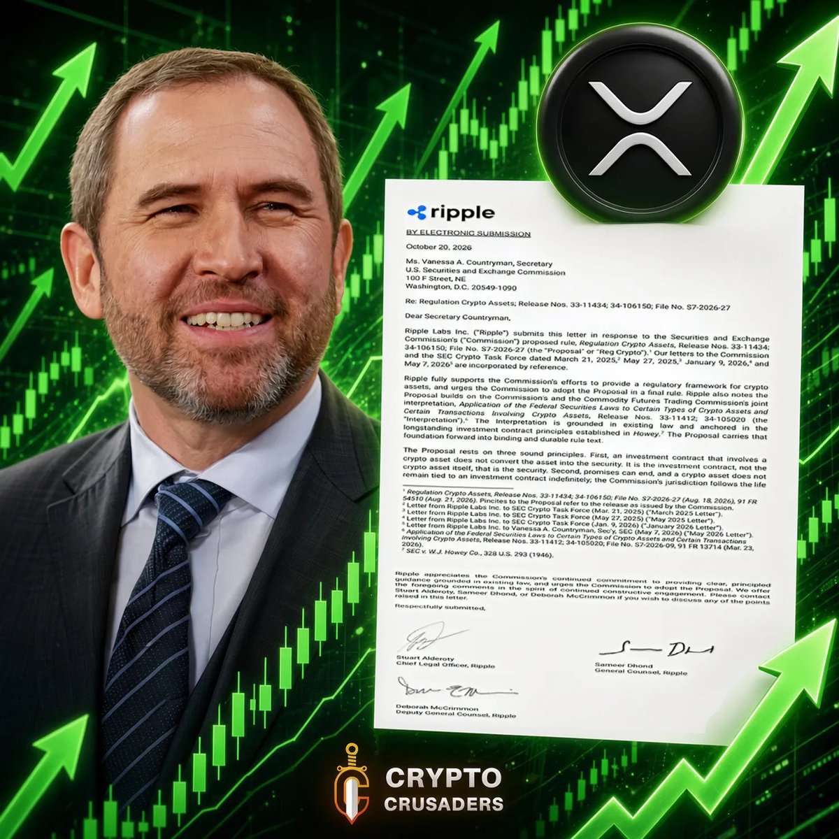 SenatorLump8's tweet photo. 🚨 JUST IN: 
Ripple files comment letter with the SEC backing its proposed crypto regulations.

CLARITY IS COMING FOR $XRP 

HANG TIGHT!!! https://t.co/tbTsdeJibW