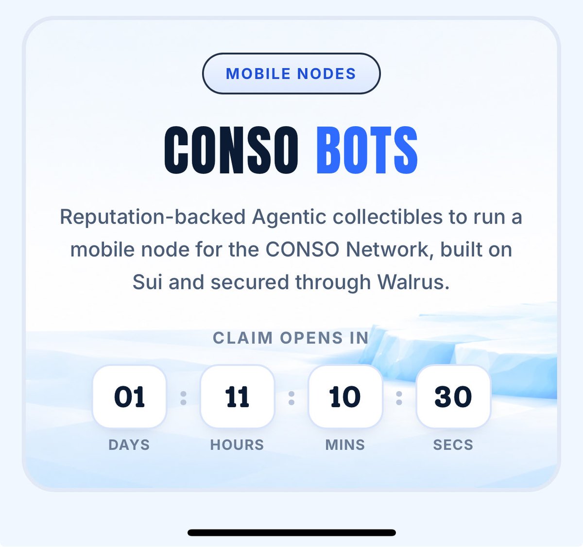 BiyBtc's tweet photo. @conso_xyz 倒计时剩余不多了，最终快照会在mint前12小时。

Conso 是一个 Sui 生态的消费者声誉层的协议。它把用户在社交、游戏、AI 和链上的行为汇总成一个消费者护照，再用积分 ZAPs 和智能营销活动给用户发奖励。

基础设施建在 Sui + Walrus 上，很多人说可能跟 Walrus 有关。
NFT 总共是5555个，免费 mint，分 GTD（保证名额）和 FCFS（先到先得）两档。NFT 除了自身价值外，后续可以用来给 CONSO Network 跑移动节点。
链接：https://t.co/TIVWEB32Yl
连接推特，最多能发不超过三条推文并提交，按推文的总阅读量来获取bot