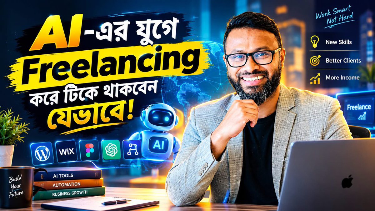 codemanbd's tweet photo. AI-এর যুগে Freelancing করে টিকে থাকবেন যেভাবে!

AI-এর যুগে শুধু ওয়েবসাইট বানানো, ডিজাইন করা কিংবা WordPress/Shopify/Wix-এর কাজ জানলেই হবে না। কারণ, আগে যেসব কাজের জন্য ক্লায়েন্ট ফ্রিল্যান্সার খুঁজত, এখন তার অনেক কিছুই AI দিয়ে নিজে করার চেষ্টা করছে।

#MinhazulAsif | #CodemanBD https://t.co/d7XuMHmoXC