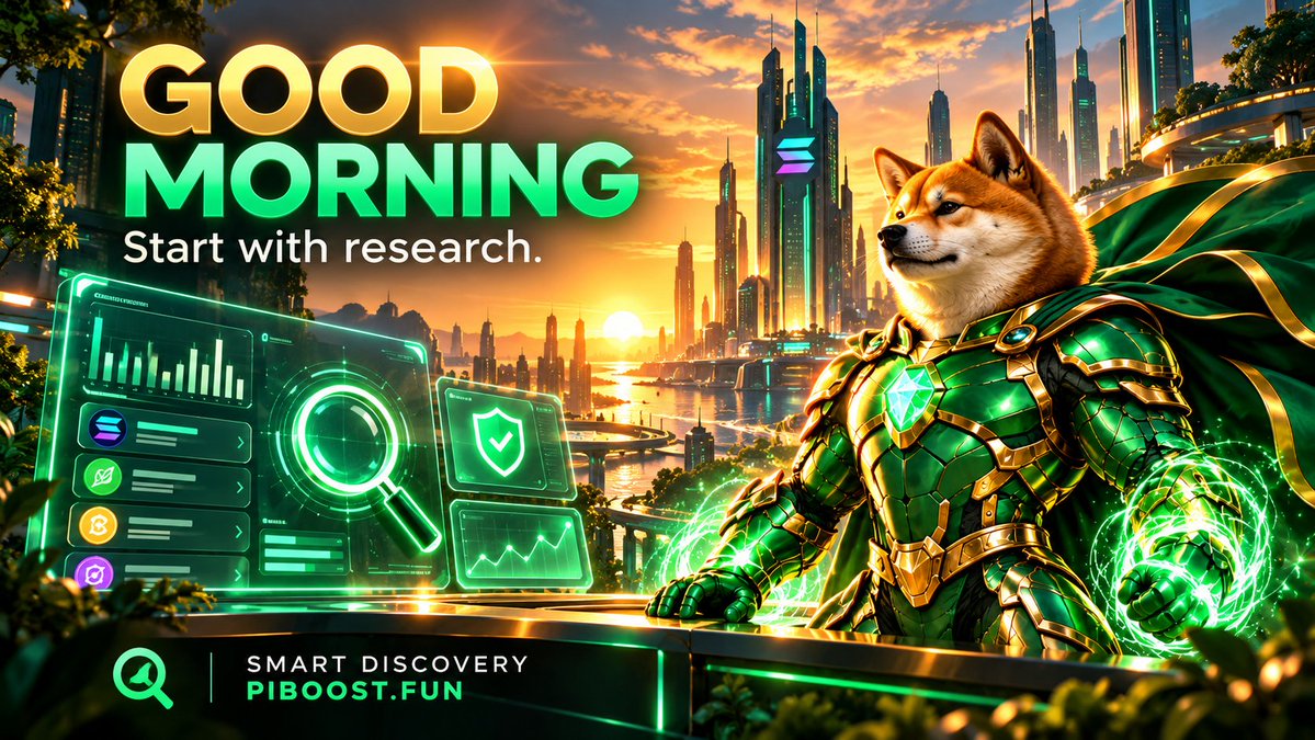 piboostfun's tweet photo. Good morning, Solana ☀️
Before the timeline gets noisy, take a moment to explore.
Smart Discovery on PI Boost brings token research into focus with regular reports and useful on-chain signals. A starting point for your own research not a buy signal.
Explore: https://t.co/GmmEFnjami
Have a great day, builders 🐶💚