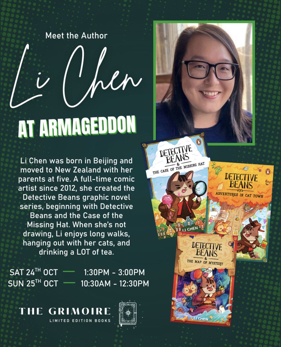 Exocomics's tweet photo. Hey kiwis I’m going to be at Armageddon expo this weekend in Auckland signing books at The Grimoire table so please come and say hi!😻 https://t.co/uVgxNYWCg7