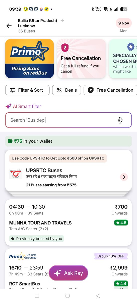 itzdkg's tweet photo. @redBus_in @redBus_support बलिया→लखनऊ (9 Nov) MUNNA TOUR AND TRAVELS: लिस्ट में ₹700 Onwards दिख रहा है, पर सीट चुनते ही हर सीट ₹999! मैं पहले भी इसी बस में बुक कर चुका हूँ। ये भ्रामक प्राइसिंग है। एक भी सीट ₹700 की नहीं तो ये रेट क्यों दिखाया? जवाब दीजिए  #redBus #Misleading https://t.co/n4BbJTq8hl