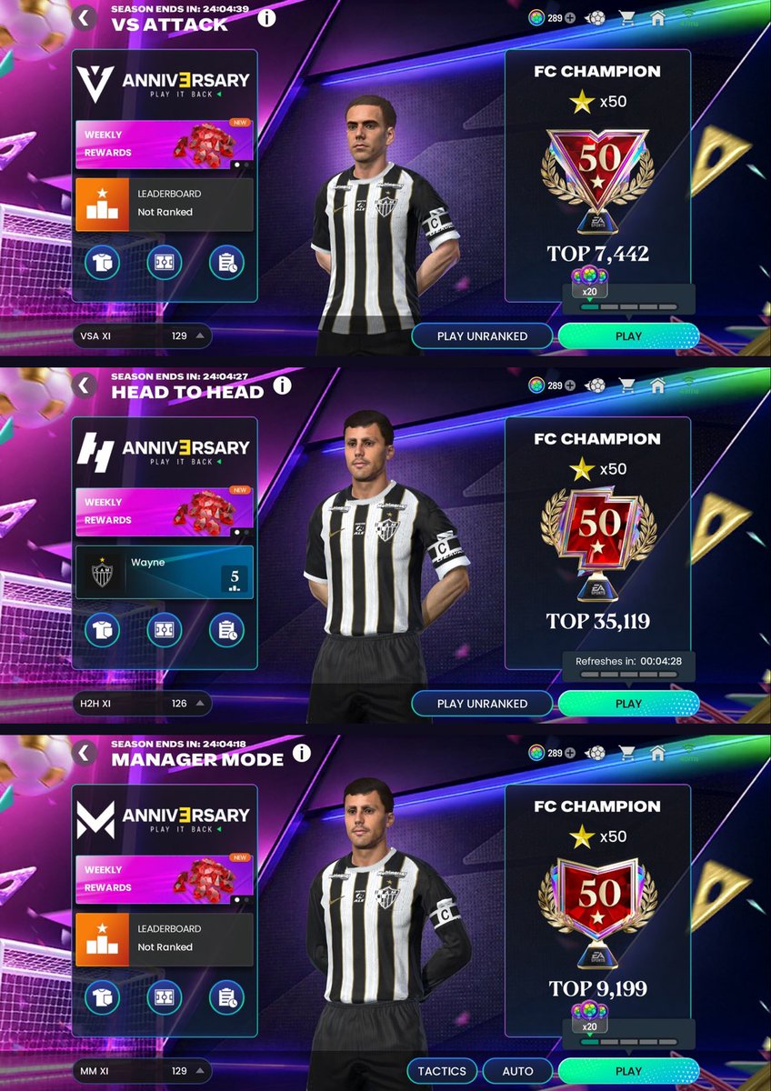 GokuFifaMobile's tweet photo. H2H 50🌟 ✅
All Mode 50🌟 Achieved And We Completed THE TREBLE With That 😂✌🏻
My Best DR Season So Far In The Game. How’s Your Progress Before The B’Dor Event❓❓
Let Me Know & Share Your Thoughts⏬
#bdor https://t.co/DBfRPNa8wt