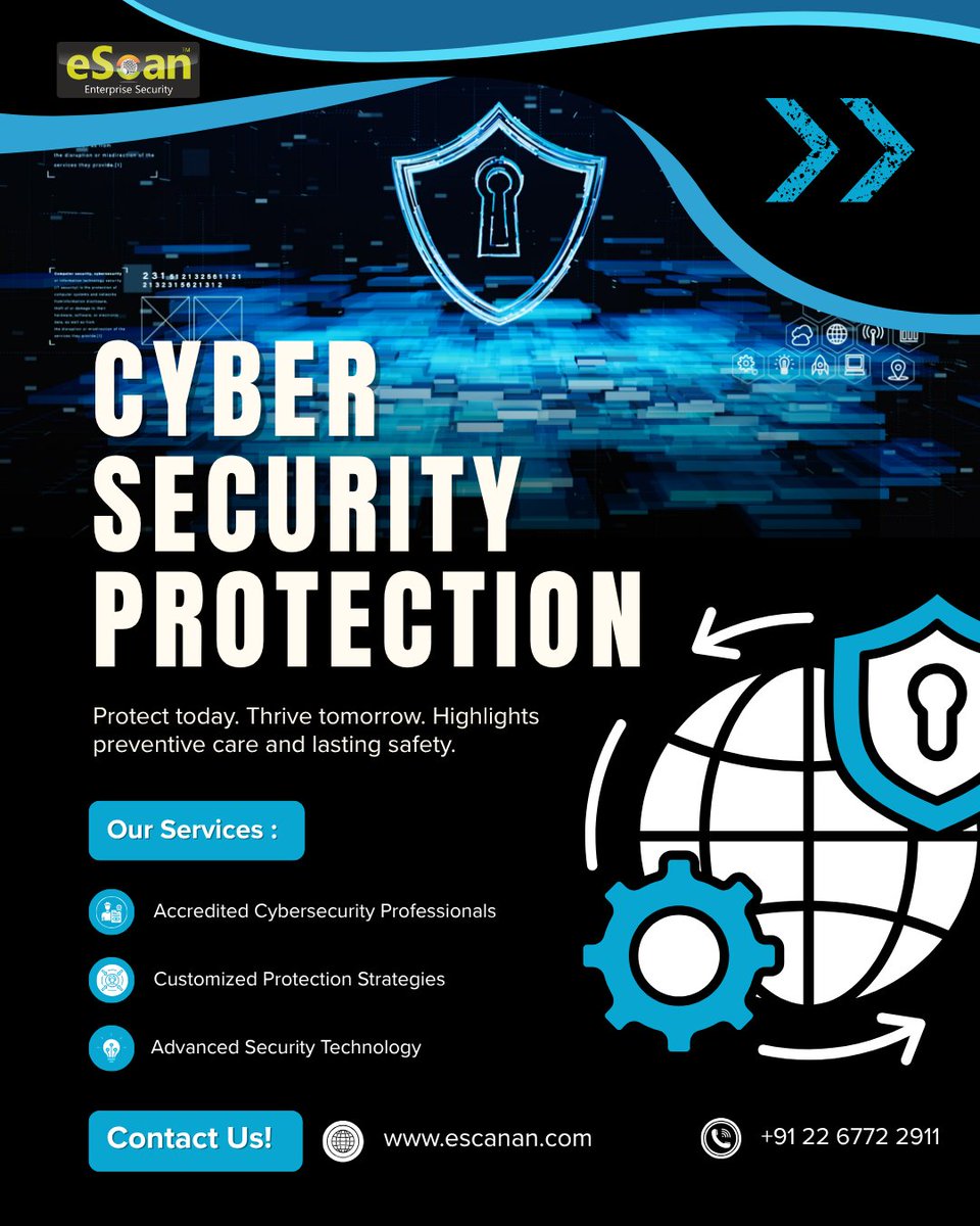 escan_tweet's tweet photo. 🛡️ Protect today. Thrive tomorrow.

Don’t wait for a breach to act. eScan delivers:
✅ Accredited cybersecurity professionals
✅ Customized protection strategies
✅ Advanced security technology
Prevention today means lasting safety tomorrow.
#eScan #cybersecurity #dataprotection https://t.co/o8SGrdH7qJ