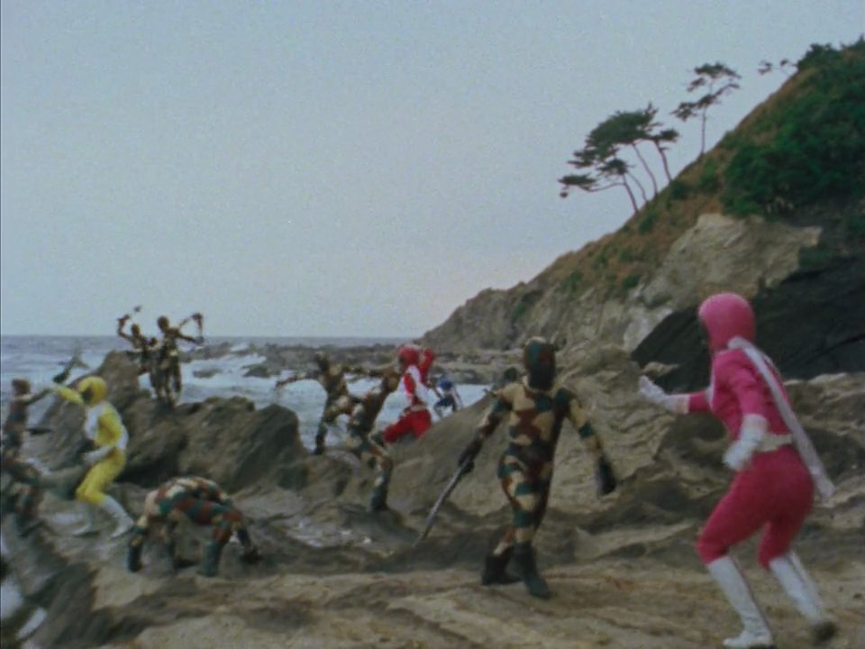SentaiFive's tweet photo. Tonight on #GoggleV: "Terror! Fish Turning into Fossils" Like the episode title says, the team has to stop the  newest Mozoo from turning fish into fossils, while helping a salmon raising father as Deathdark is after him. https://t.co/7tFGJLhK7C