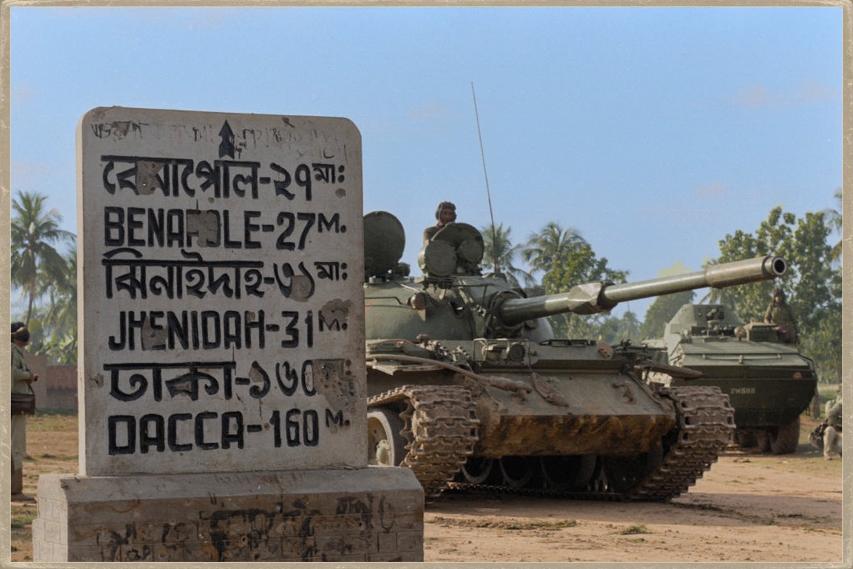 CodexLiminis's tweet photo. Thirteen Days to Surrender.

“These forces will lay down their arms and surrender…”

A Pakistani general signed those words in Dhaka on 16 December 1971.
The document covered his command’s land, air and naval forces, paramilitaries and other armed services.
It called the territory “BANGLA DESH.”

The signatory was Lieutenant General A. A. K. Niazi.
Accepting the surrender was Lieutenant General Jagjit Singh Aurora, commanding Indian and Bangladesh forces in the eastern theatre.

Earlier that year, Pakistan’s military had unleashed a brutal crackdown in the east after the Awami League’s election victory failed to bring a transfer of power.
Mass killings followed.
About ten million refugees fled into India.
Bangladeshi resistance fighters—the Mukti Bahini—were already fighting for independence.

On 3 December, Pakistan launched air strikes on Indian airfields.
The conflict became an open war between the two states.

Indian forces advanced into the east from several directions.
Rather than capture every fortified town, they bypassed strongpoints and pushed toward Dhaka.
Mukti Bahini fighters supplied intelligence and fought alongside them.

At the Meghna River, Pakistani forces demolished a bridge.
Indian commanders responded by flying troops across in helicopters.
The river remained, but the advance continued.

Paratroopers also landed near Tangail and seized a bridge on a route toward the capital.

Meanwhile, the war had drawn in the great powers.
The Soviet Union backed India.
Nixon’s administration supported Pakistan, and a U.S. Navy force led by the carrier Enterprise moved toward the Bay of Bengal.
It did not intervene in the fighting.

On 16 December, Niazi signed.
Only thirteen days had passed since Pakistan’s air strikes on India.
For Bangladesh, however, the struggle had lasted months.

Around 93,000 Pakistani military personnel and civilians ended up in Indian custody.
Dhaka was no longer the capital of East Pakistan.
Bangladesh’s independence had been secured.

Pakistan had lost the east.
What would it now have to negotiate to bring its prisoners home?