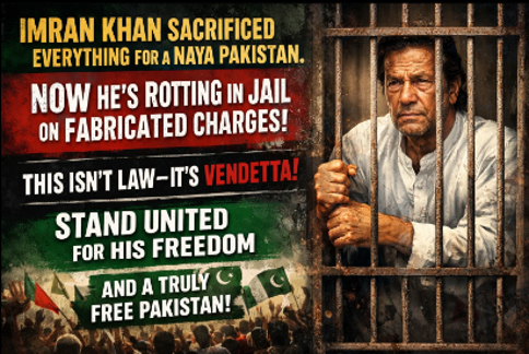 Iamzarashaikh's tweet photo. Imran Khan's freedom = Pakistan's hope. His imprisonment attacks democracy itself. Let's raise our voice louder: End this political victimization! Stand with Imran for a better tomorrow.
Free Imran Khan!! https://t.co/q9ouAVFRL1