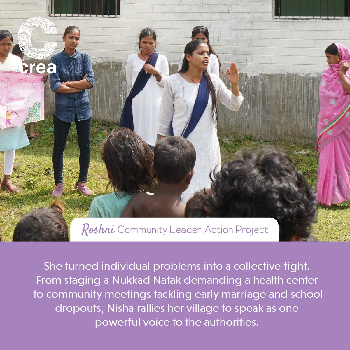 ThinkCREA's tweet photo. This #DayOfTheGirl, we're spotlighting young women leaders from CREA's Roshni Programme throughout the month! 💜

Meet Deepa from Bihar, whose community action project has supported 95 girls who had dropped out of school.

#ThinkCREA #FeministLeadership https://t.co/lo4527Kwnl
