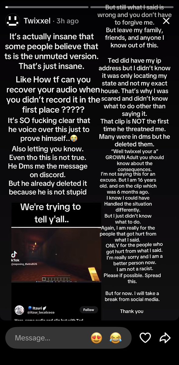 witherveils's tweet photo. As horrible as what Twixxel did, considering he is 16 people should NOT be sending him death threats no matter what. Nobody has to like nor support him as I don’t either, but death threats are a horrible way to handle a situation such as this 🫩 https://t.co/myY87nTLVG
