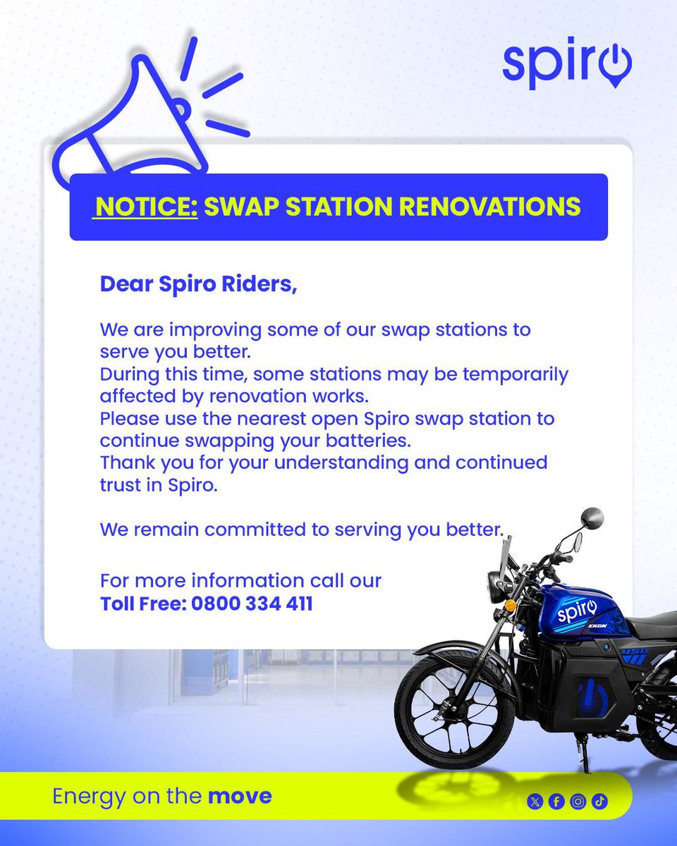 SpiroUganda's tweet photo. We are making improvements at some of our swap stations to give you a better experience.

#SpiroUganda https://t.co/fMbcUSutiU