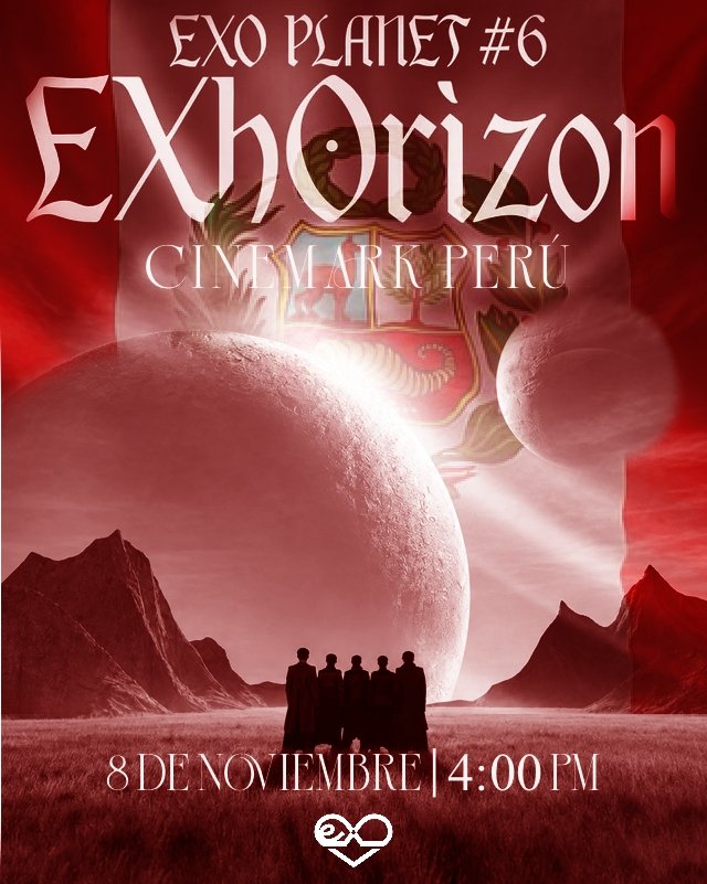 ericlubperu's tweet photo. EXhOrizon en Perú ya es una realidad 🇵🇪
EXO-L, atentas para la fecha de preventa. Debemos agotar esas entradas ❣️✨
@weareoneEXO #EXO #EXOPLANET_EXhOrizon_dot_in_CINEMAS #EXhOrizoninPERU
#EXOinPERU https://t.co/6Ykkv3UItU