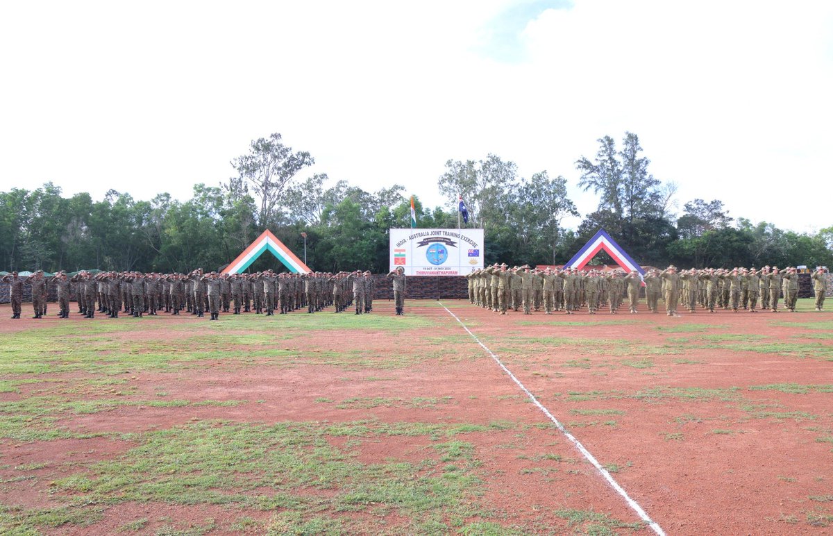 prodefencejammu's tweet photo. Exercise AUSTRAHIND 2026 

The Opening Ceremony of the 5th edition of India-Australia Joint Military Exercise #AUSTRAHIND 2026 was held at the Foreign Training Node, Thiruvananthapuram, Kerala. The exercise, scheduled from 19 October to 01 November 2026, brings together troops of the #IndianArmy and @AustralianArmy.

Focused on joint sub-conventional operations in island and coastal environments, the exercise will involve joint planning, tactical drills and combat-oriented training to enhance interoperability, operational coordination and mutual understanding of tactics, techniques and procedures.

The exercise reinforces the growing India-Australia defence partnership, fostering greater military synergy and a shared commitment to peace, stability and security in the Indo-Pacific region.

Forging Stronger Bonds, Enhancing Interoperability

#IndiaAustraliaFriendship 🇮🇳🤝🇦🇺

@MEAIndia
@SpokespersonMoD
@HQ_IDS_India
@adgpi
@IaSouthern
@HCICanberra 
@AustralianArmy
@ANI