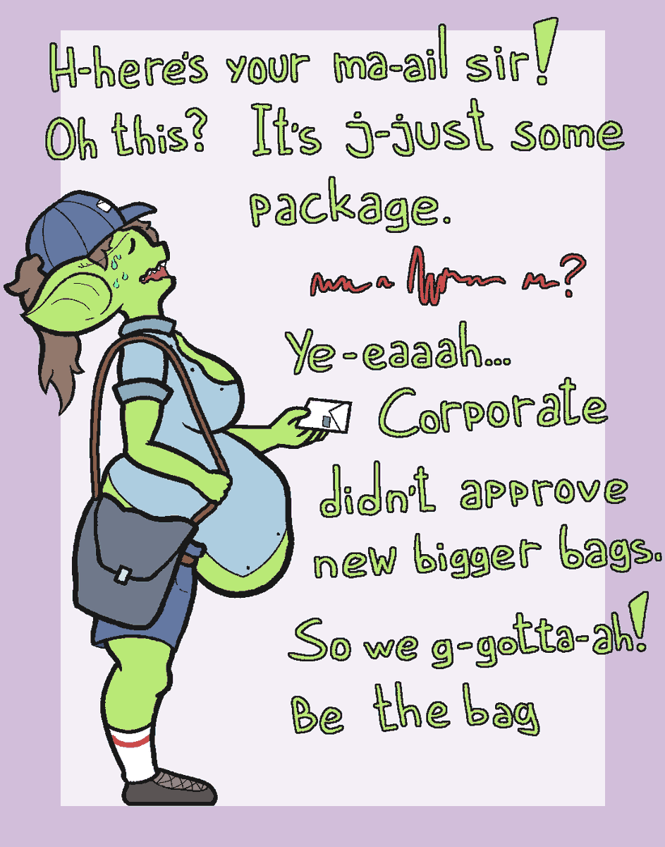 PokoGobbo's tweet photo. Day 20 - Mail

A moment of silence for the delivery workers who have to carry the new TV screen you ordered ( ′～‵ )

This might be the 1st time I've done object vore 🤔

#gobtober2026NSFW #vore https://t.co/cjISulAPti