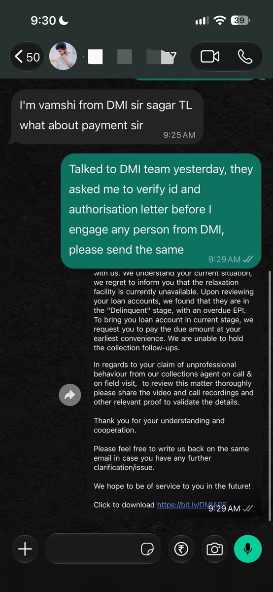 shivaxwx's tweet photo. @DMIFinance 
Today I was contacted by person on behalf of DMI finance, yet again he’s failed to provide any id or letter of authorisation. Are your agents habitual offenders when it comes to following RBI directives? https://t.co/RRX0wSN6LC