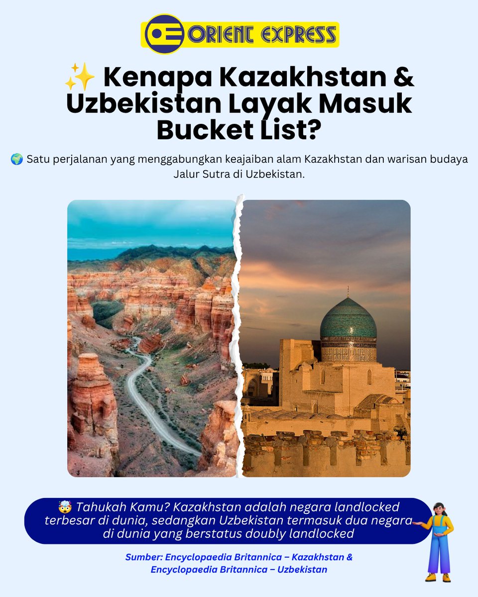 CarlBpChapmag7I's tweet photo. Alam megah, kota bersejarah, dan budaya kaya. Kazakhstan &amp; Uzbekistan menawarkan pengalaman yang sulit ditemukan di destinasi lain. Temukan alasannya! https://t.co/XoVYF4wDk9