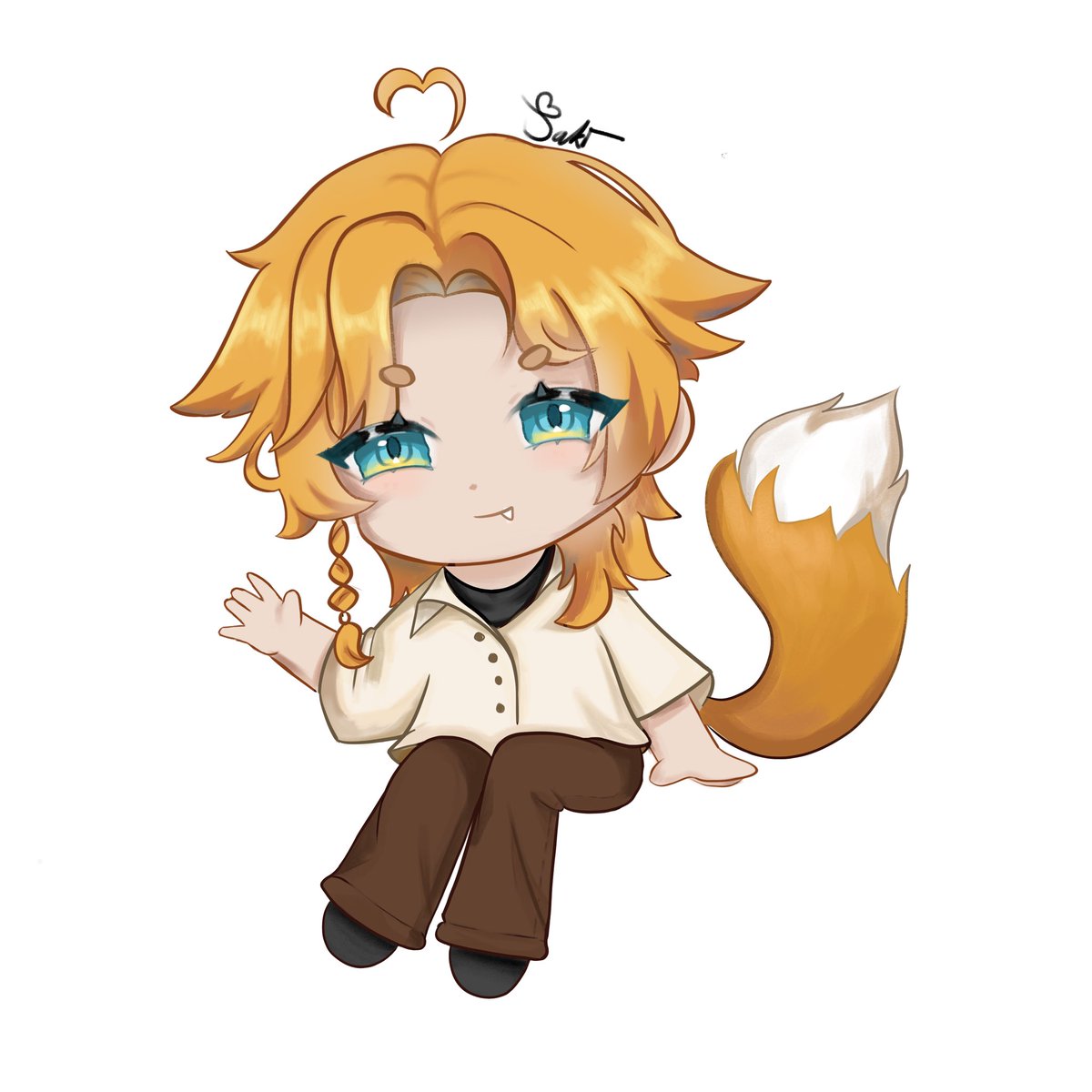 Melinaslay23's tweet photo. I finally finished this little fox oc!! 🦊 ✨ 

I had so much fun coloring and rendering this cutiee
This oc belongs to: @Awanderspirit so thank you for letting me draw ur char 🫶😋

#chibi #OC #art https://t.co/Hj8MCEpZ27